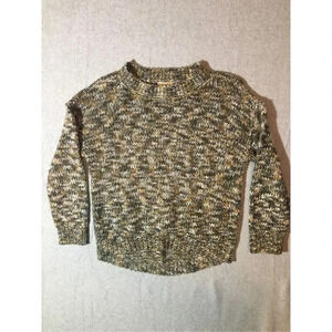 LOFT Neutral Greens/ Tan Crew Neck Sweater